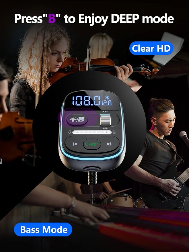 LENCENT Bluetooth FM Transmitter PD 30W, Hi-Fi Bass Music, Wireless Radio - Image 3