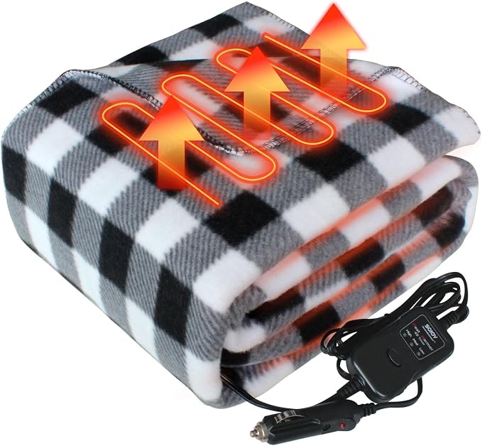Electric Blanket, 12 Volt Heated Blanket, Car Heated Travel Blanket, by ihealthcomfort
