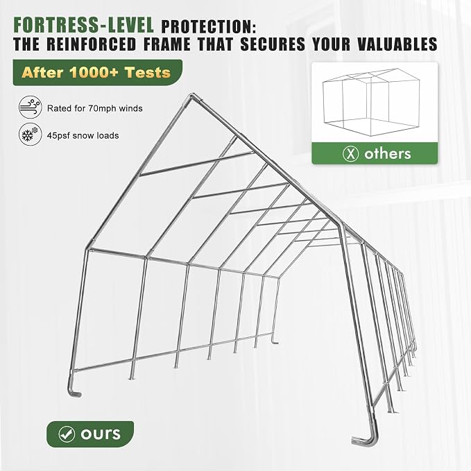 Portable Garage, 13 x 24 FT Heavy Duty RV Carport Canopy, Reinforced Steel - Image 2