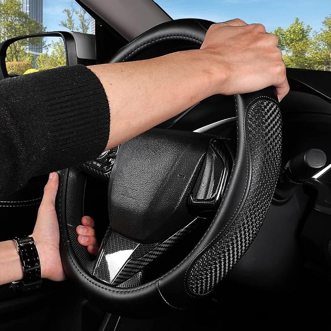 Leather Car Steering Wheel Cover 15 inch Universal Fit Microfiber Steering - Image 4