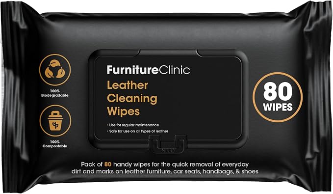 Furniture Clinic Leather Cleaning Wipes | 80 Count | Clean & Restore Leather & by FurnitureClinic