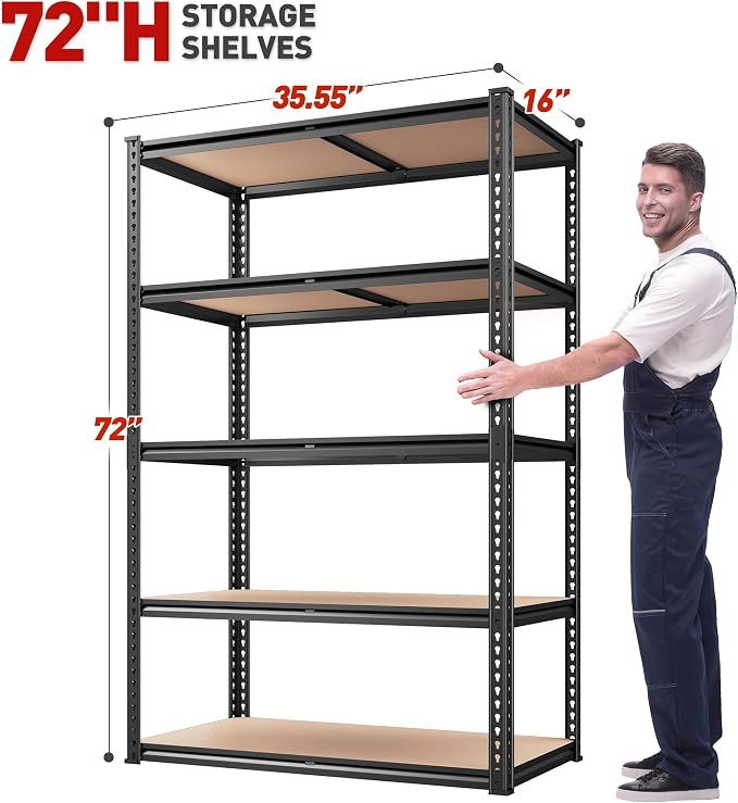 REIBII 2020LBS Storage Shelves 5 Tier Garage Shelving Heavy Duty, Adjustable - Image 5