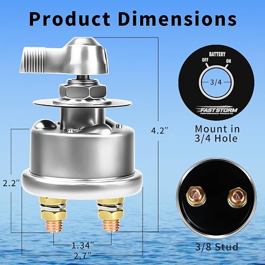 200A High Current Master Battery Disconnect Switch, 12-48V Battery Power Cut - Image 6