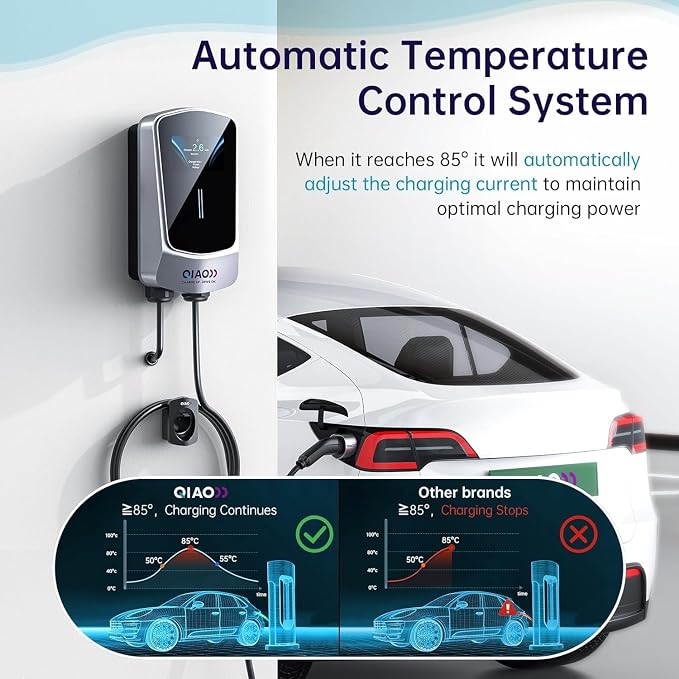 QIAO Level 2 EV Charger, Wi-Fi Bluetooth APP Enabled EVSE, 4.3in Display - Image 3