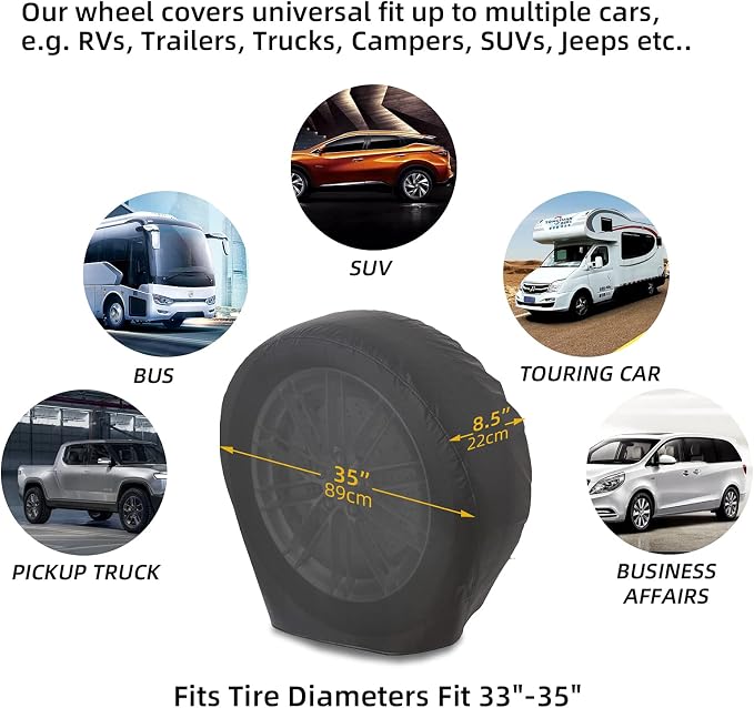 RV Tire Covers 4 Pack, Waterproof Thickening Leather Tire Cover - Image 2