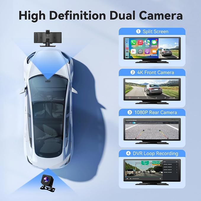 10.26" HD Wireless Car Stereo for Carplay & Android Auto, Portable Touch Screen - Image 5