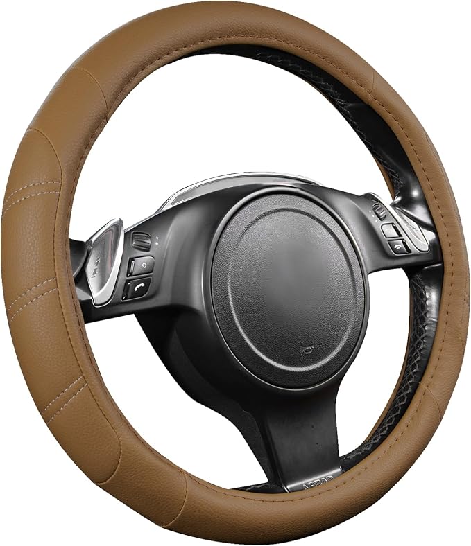 CAR PASS Line Rider Microfiber Leather Sporty Steering Wheel Cover Universal by CARPASS
