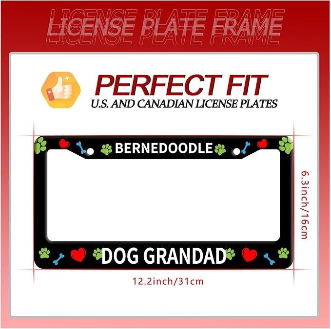 Bernedoodle Dog Lover License Plate Frame Floral License Plate Stainless Steel - Image 7