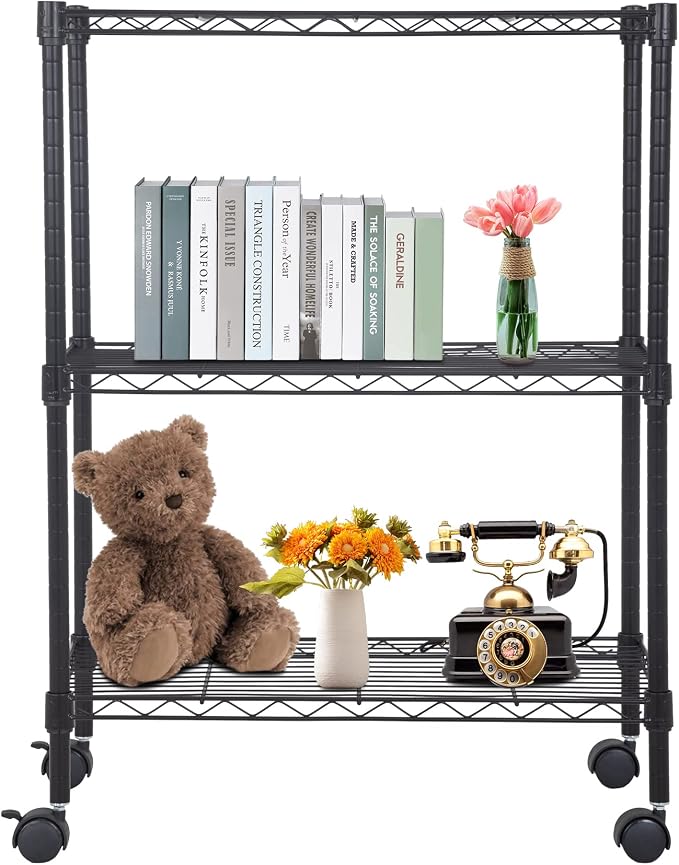 BestOffice 3-Tier Adjustable Wire Shelving Storage Shelves Heavy Duty Shelving by BestOffice