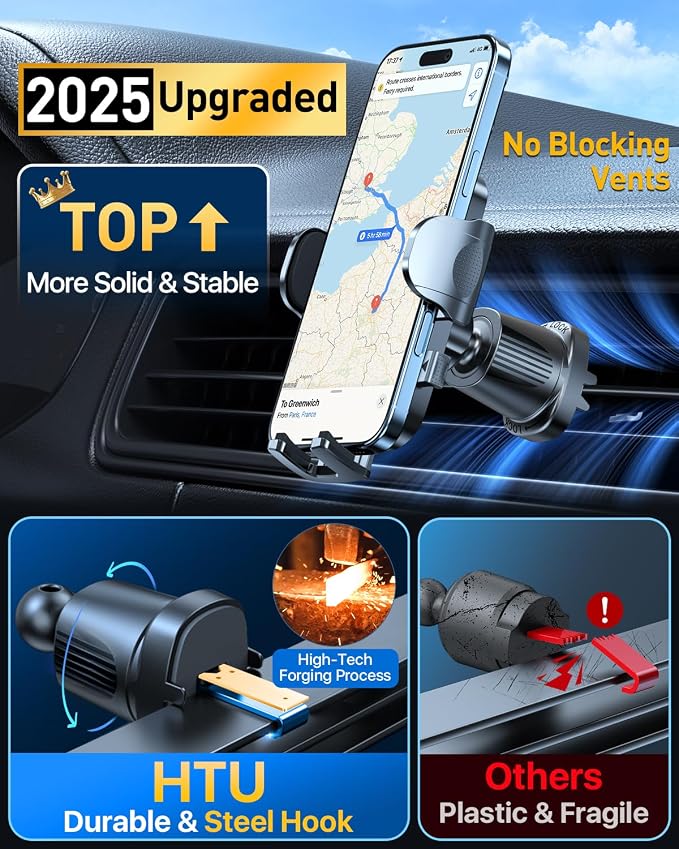 HTU Upgraded Strongest Suction Car Phone Holder Bendable Arm, Never Block View - Image 5