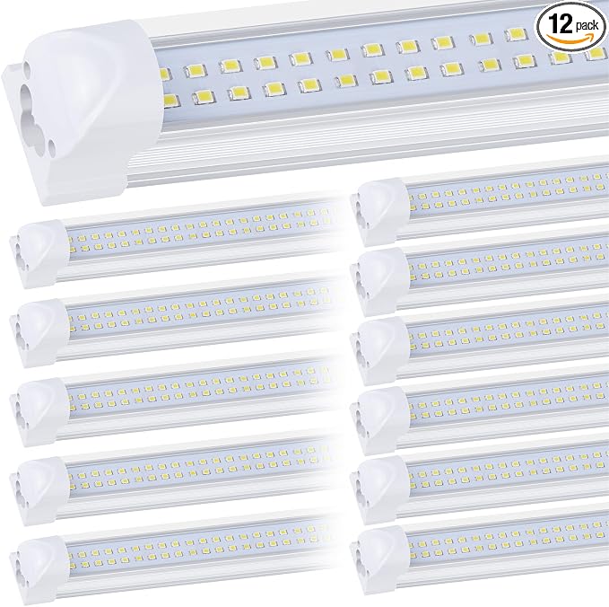 12 Pack, Led Shop Lights, 8FT Led Shop Light, 100W 6000K 15000LM Clear White by DOUYIDOUBEST-LEDLIGHTING
