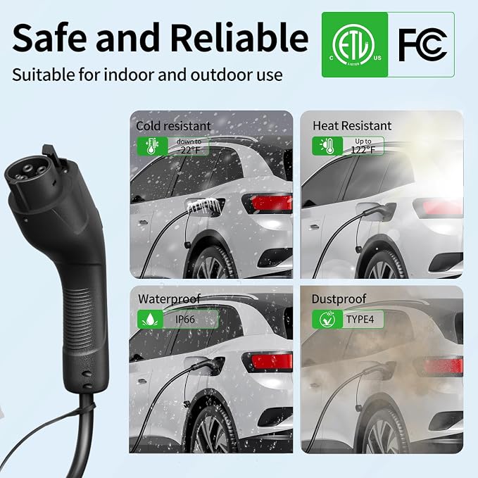Level 1&2 Portable EV Charger, Adjustable 8-16A 110V-240V, Dual Plugs: NEMA - Image 7