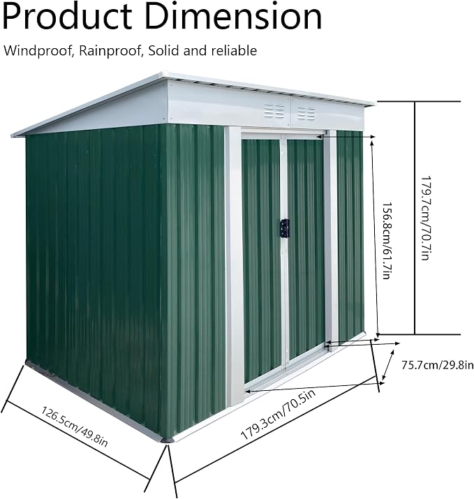 6x4 FT Outdoor Storage Shed - Image 3