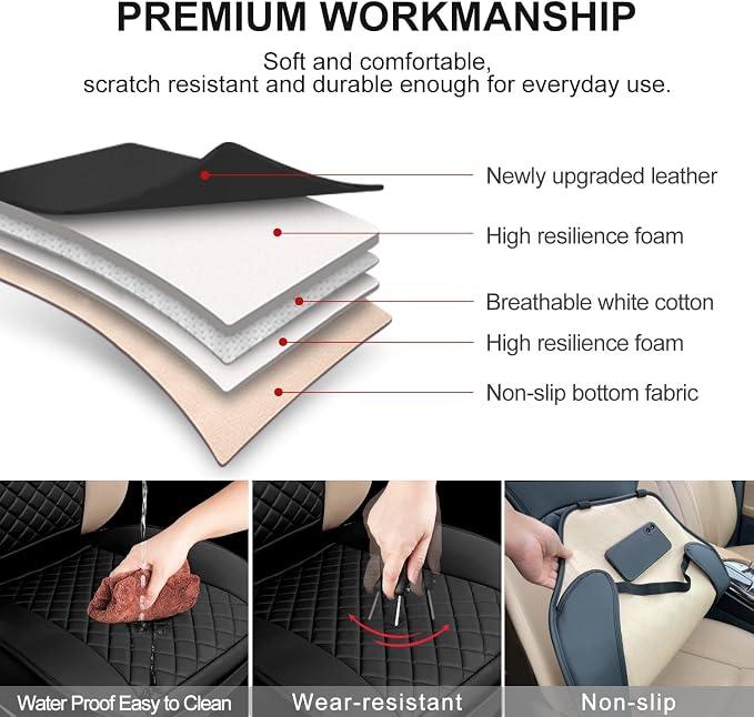 2 Pack Leather Front Seat Covers, Universal Sideless Car Seat Protectors - Image 3