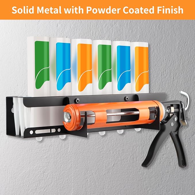 Caulking Gun Holder, Metal Caulk Tube Storage Rack, Wall Mount Caulking Tools - Image 4