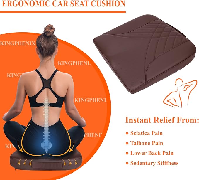 kingphenix Premium Car Seat Cushion, Memory Foam Driver Seat Cushion to Improve - Image 4