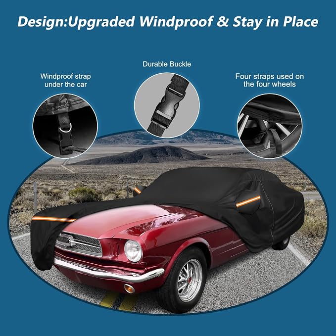 Car Cover for Ford Mustang 1964-1968, Waterproof 210D Oxford Cloth and Cotton - Image 3