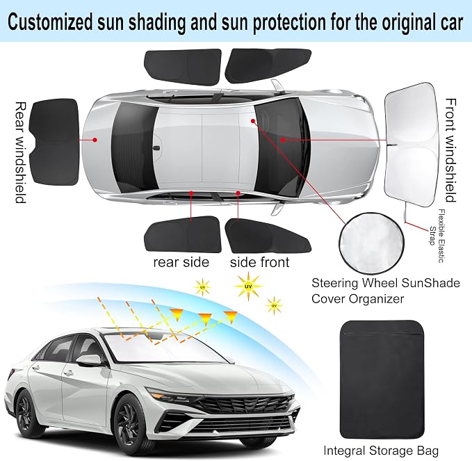 TINGLU Window Shades for Hyundai Elantra 2021-2024 2025 Accessories Car Side - Image 3