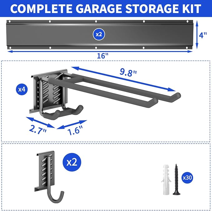Garage Organization Tool Organizer Wall Mount, 32inch Heavy Duty Garden Tool - Image 7