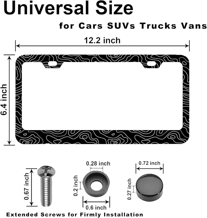 Topographic License Plate Frame-2 PCS Topography | Map | Exploration | - Image 4