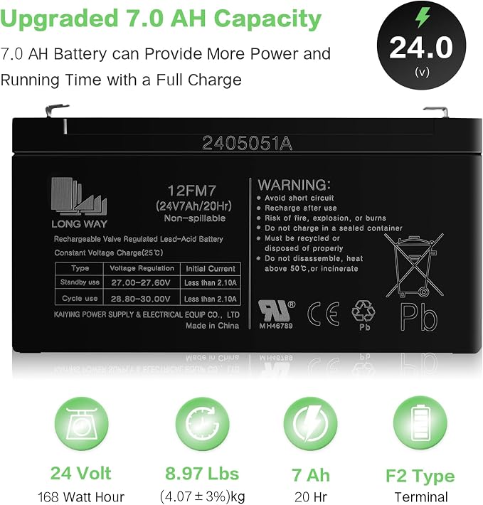 OTTARO 24V 7AH Battery for Ride on Car UTV - Image 2