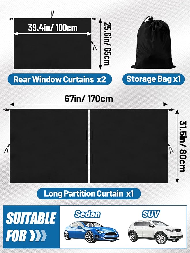Set of 3 Car Privacy Curtains - Image 6