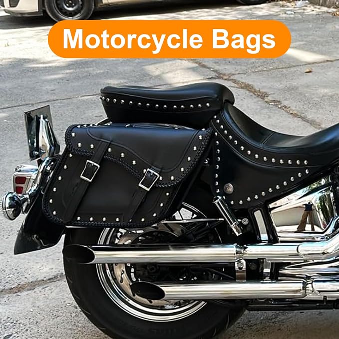 GARGOYLE BELLS Motorcycle Saddle Bags Synthetic Leather Motorcycle Luggage Bag - Image 4