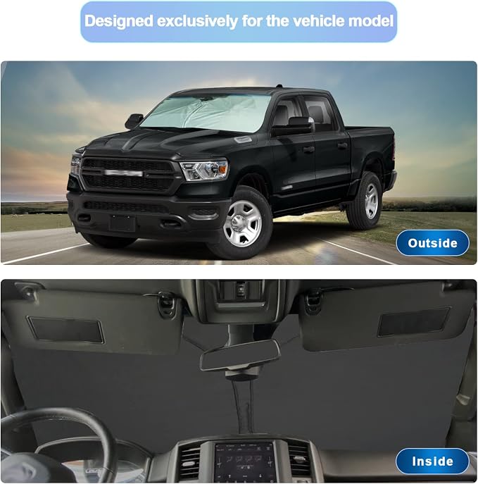 SXCY Sunshade for 2019-2024 Ram 1500 Windshield Sunshade - Image 2