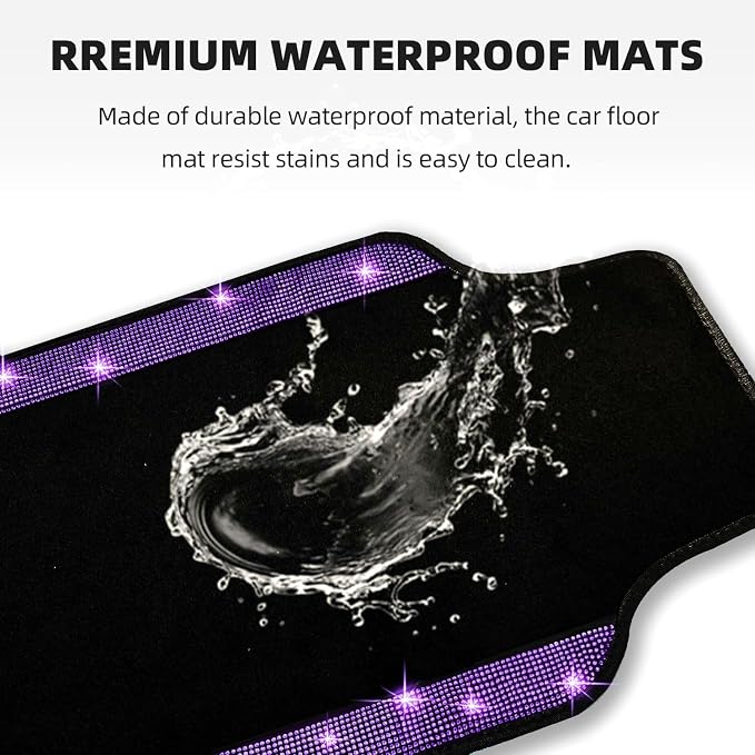 NBTEPEM Purple Violet Bling Car Floor Mats Full Set, Universal Fit Most Cars - Image 3