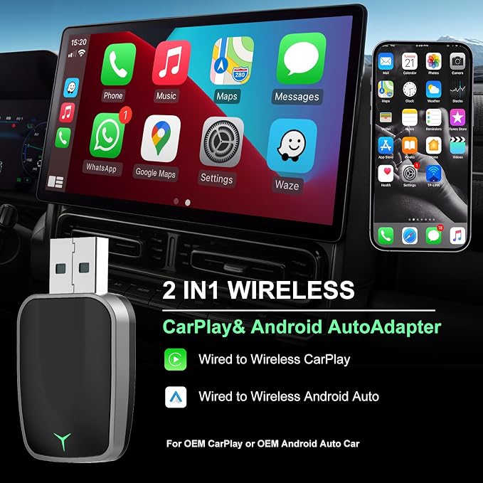 Mini Wireless CarPlay & Android Auto Adapter – Plug & Play Dongle, Convert - Image 2