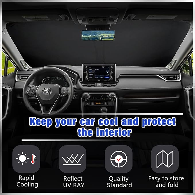 Sze Windshield Sunshade for Toyota RAV4 2019-2023 2024 2025, Foldable Front - Image 2