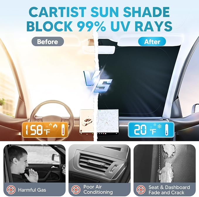 Cartist Windshield Sun Shade for Honda CR-V 2023 2024 2025 2026 Foldable Car - Image 6