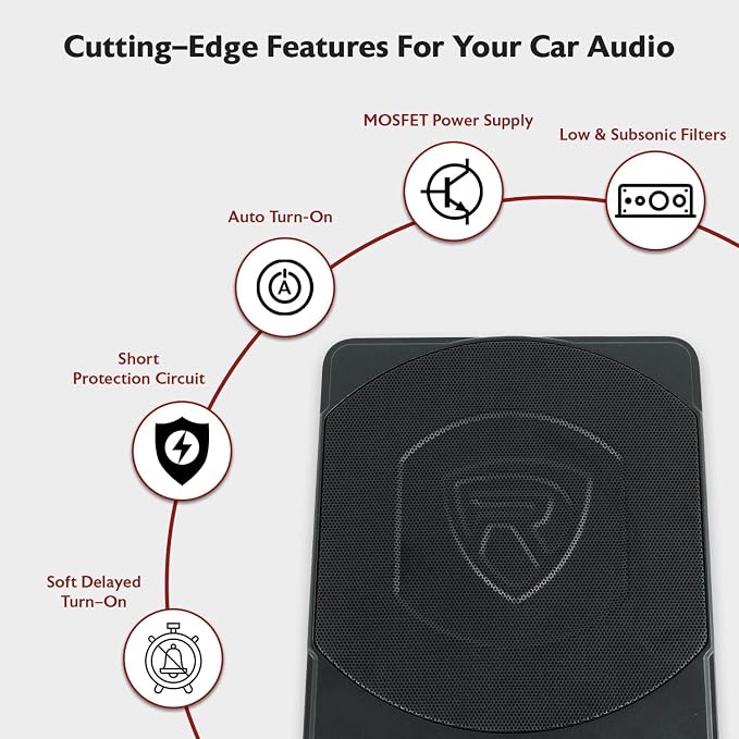 Rockville SS10P 800W Slim Under-Seat Active Car/Truck Subwoofer, Built-in Amp - Image 4