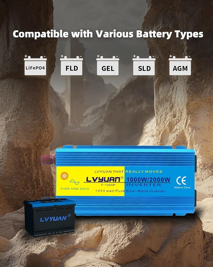 LVYUAN 1000 Watt Pure Sine Wave Inverter 24V to 110V / 120V DC to AC - Image 7