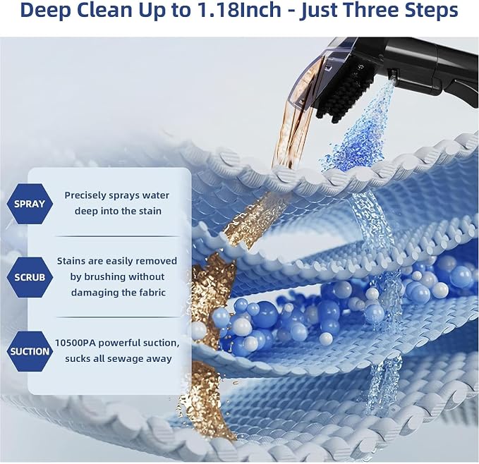 Carpet Cleaner Machine 10.5Kpa Strong Suction, 400W Powerful Motor, Portable - Image 2