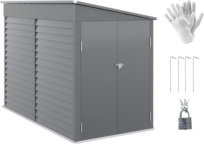 Outsunny 4.6' x 9' Steel Outdoor Storage Shed, Lean to Shed, Metal Tool House - Image 4