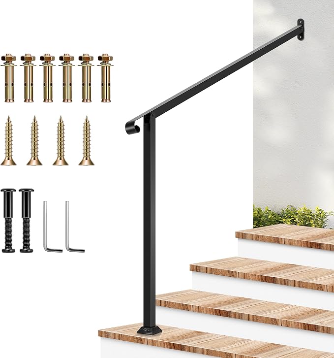 VIVOSUN Outdoor Handrail, 4 Step Stair Handrail, 47.5" x 39" Fits 1 to 4 Steps by VIVOSUN