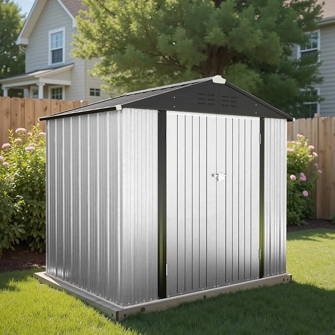 Greesum 8×6FT Outdoor Storage Shed, Metal Patio Storaged Sheds - Image 2