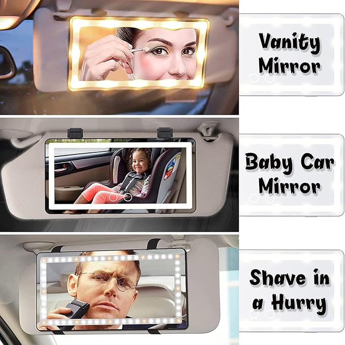 Car Visor Mirror with Rechargeable LED Light - Image 4