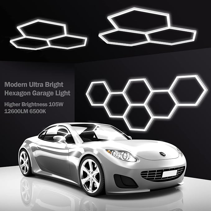 MODERN Hexagon LED Light, 105W 12600LM 6500K, 3 Hexagonal LED Shop Light - Image 2