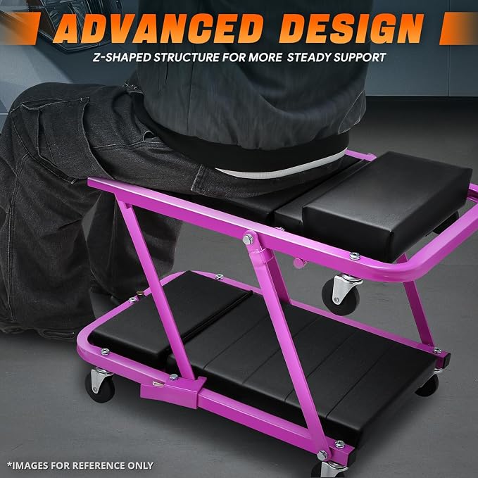 DNA MOTORING 48" 2 IN 1 Folding Rolling Garage Shop Creeper Roller Seat - Image 4