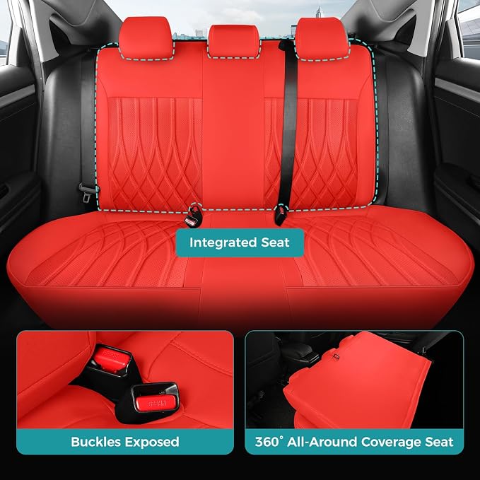 Seat Covers for Honda Civic Sedan LX 2016 2017 2018 2019 2020 2021, Faux - Image 4