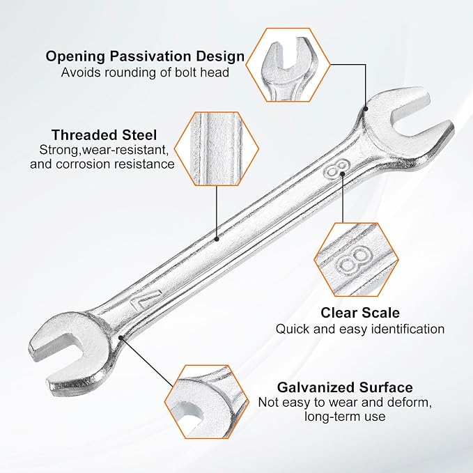 HARFINGTON 2pcs Double Open End Wrench 7mm x 8mm Metric 15 Degree Offset Angle - Image 4