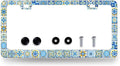 Blue White Mexican Tiles License Plate Frame Boho License Plate Holder by RNKATIH