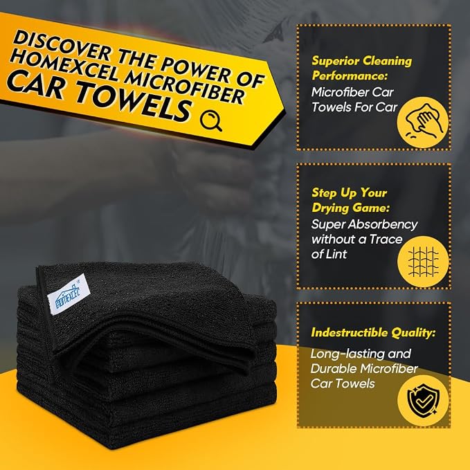 HOMEXCEL Black Microfiber Cleaning Cloth 50 Pack, 12.5 x 12.5 inch Microfiber - Image 2