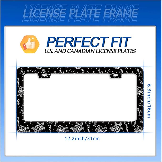 Turtles License Plate Frame Black and White Sea Turtle License Plate Stainless - Image 7