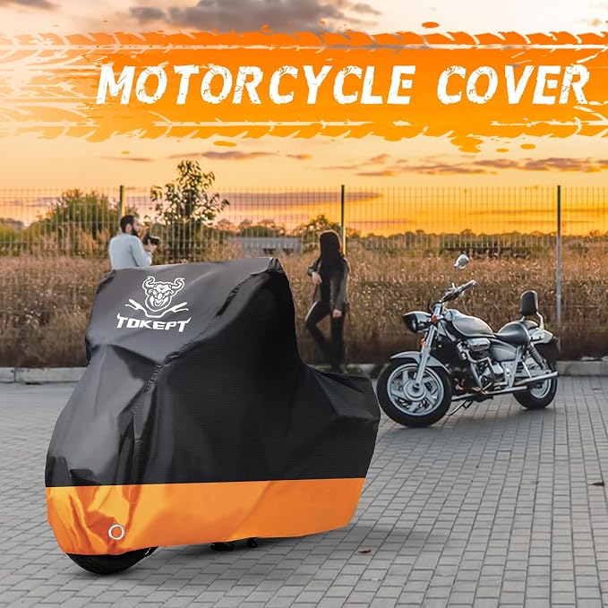 Motorcycle Cover, All-Season Waterproof Outdoor Sun Protection Fit up to 91 - Image 6
