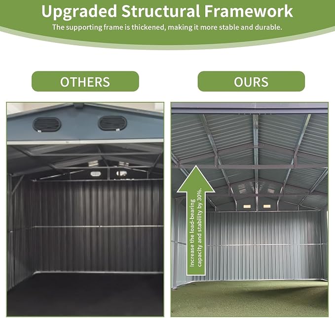 LANTRO JS Sheds & Outdoor Storage, 13x20ft Large Outdoor Metal Garage Shed - Image 7