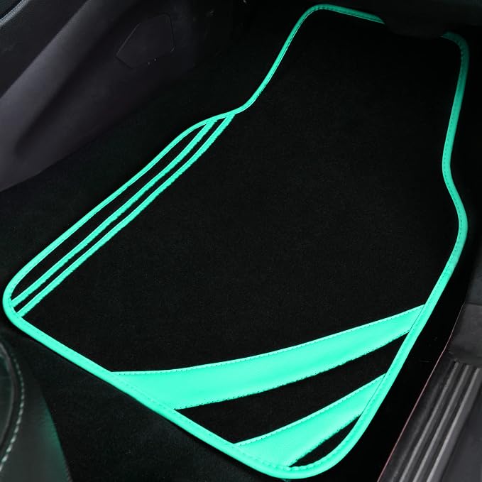 CAR PASS Mint Green Edge Leather Car Floor Mats, Universal Car Mats - Image 8