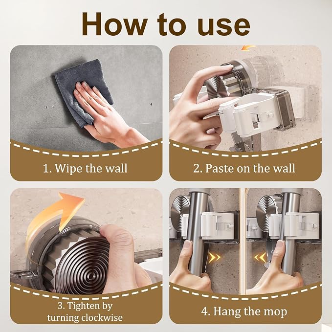 2PCS Broom Holder Mop Hanger, No punching required Broom Hanger Organizer - Image 7